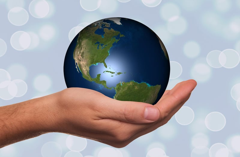 Surreal Hand Globe Space Time